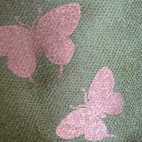 Pakistani NIDA AZWER ATELIER Scarf, Stole, Wrap 78 x 28 Green Gold Butterflies - Picture 6 of 12